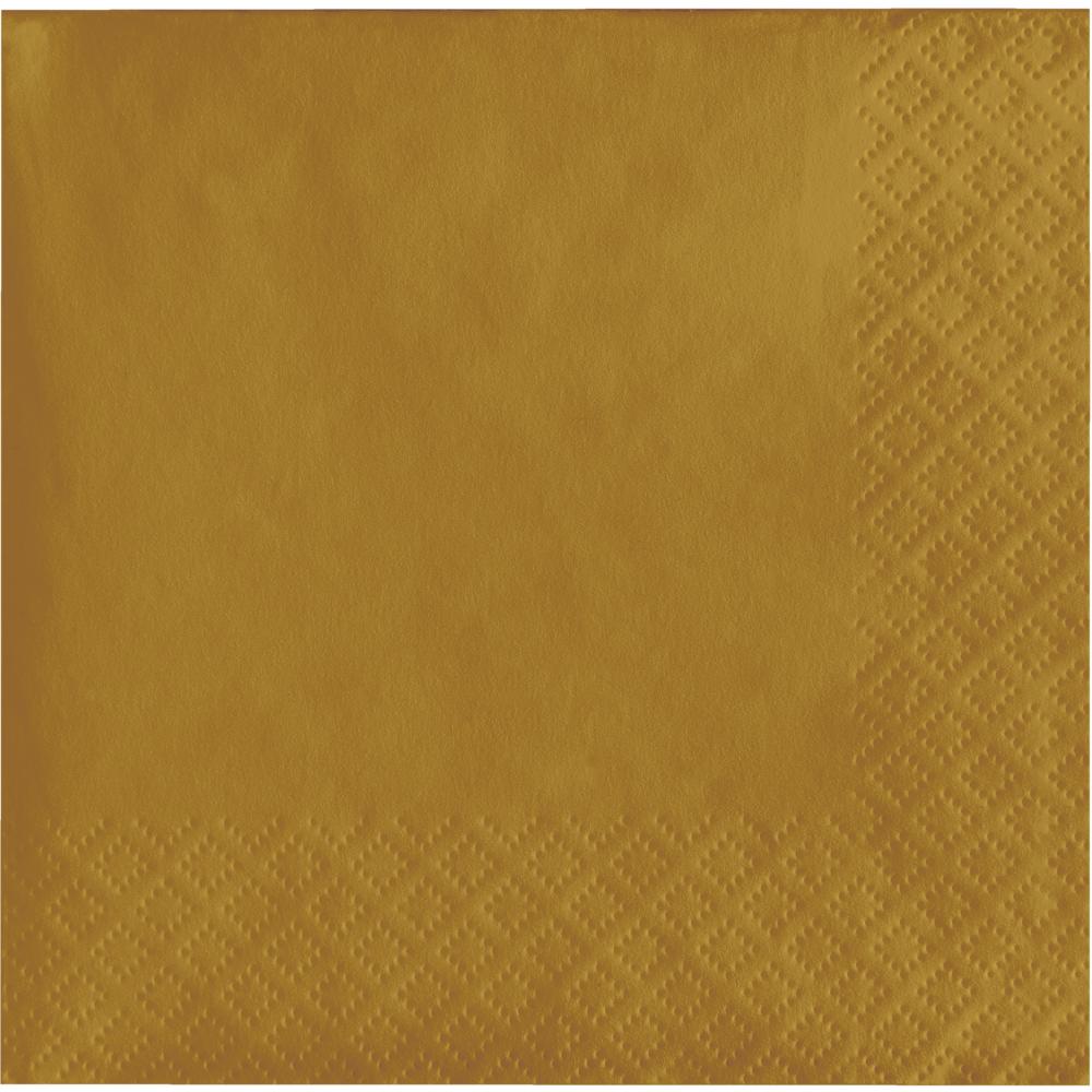 Bulk 1200 pc Glittering Gold Beverage Napkins 2 ply  - Solid Color Party Tableware by Creative Converting