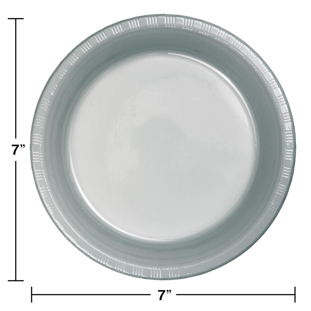 240ct Bulk Shimmering Silver Plastic Dessert Plates
