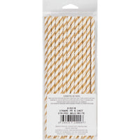 144ct Bulk Gold and White Striped Flex Paper Straws