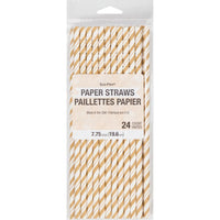 144ct Bulk Gold and White Striped Flex Paper Straws