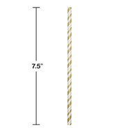 144ct Bulk Gold and White Striped Flex Paper Straws