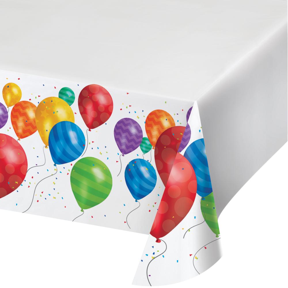 6 pc Bulk Balloon Blast Plastic Tablecover 54 inch x102 inch , Border Print - Birthday Party Supplies by Creative Converting