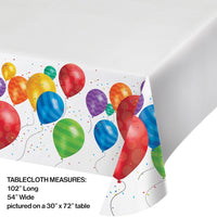 Balloon Blast Plastic Tablecover 54 inch x102 inch , Border Print (6/case)