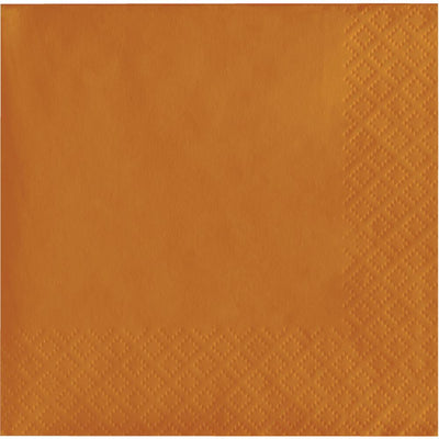 Bulk 600 pc Pumpkin Spice Orange Beverage Napkins 2 Ply  - Solid Color Party Tableware by Creative Converting