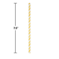 144ct Bulk School Bus Yellow and White Striped Flex Paper Straws