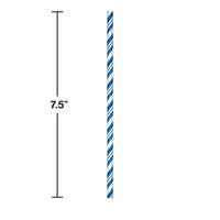 144ct Bulk Cobalt Blue and White Striped Flex Paper Straws