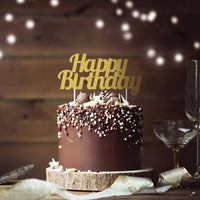 12ct Bulk Gold Glitter Happy Birthday Cake Toppers