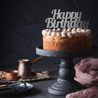 12ct Bulk Silver Glitter Happy Birthday Cake Toppers