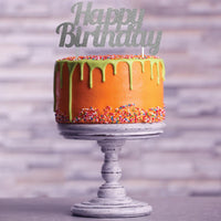 12ct Bulk Silver Glitter Happy Birthday Cake Toppers