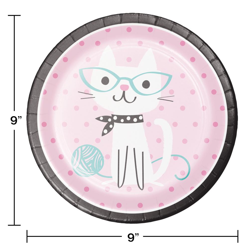 96ct Bulk Purr-fect Cat Party Dinner Plates
