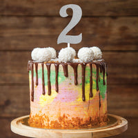 Silver Glitter 2 Cake Topper - Any Occasion Decor Party Decoration
