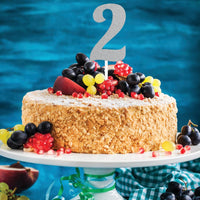 Silver Glitter 2 Cake Topper - Any Occasion Decor Party Decoration