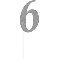 12/Case Silver Glitter 6 Cake Topper - Any Occasion Decor - Birthday Party Supplies by Creative Converting