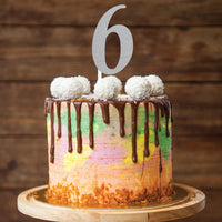 Silver Glitter 6 Cake Topper - Any Occasion Decor Party Decoration