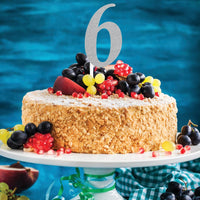 Silver Glitter 6 Cake Topper - Any Occasion Decor Party Decoration