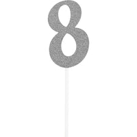 12/Case Silver Glitter 8 Cake Topper - Any Occasion Decor - Birthday Party Supplies by Creative Converting