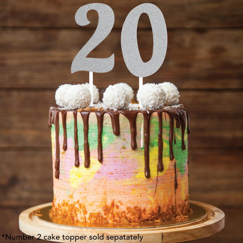 Silver Glitter 0 Cake Topper - Any Occasion Decor Party Decoration