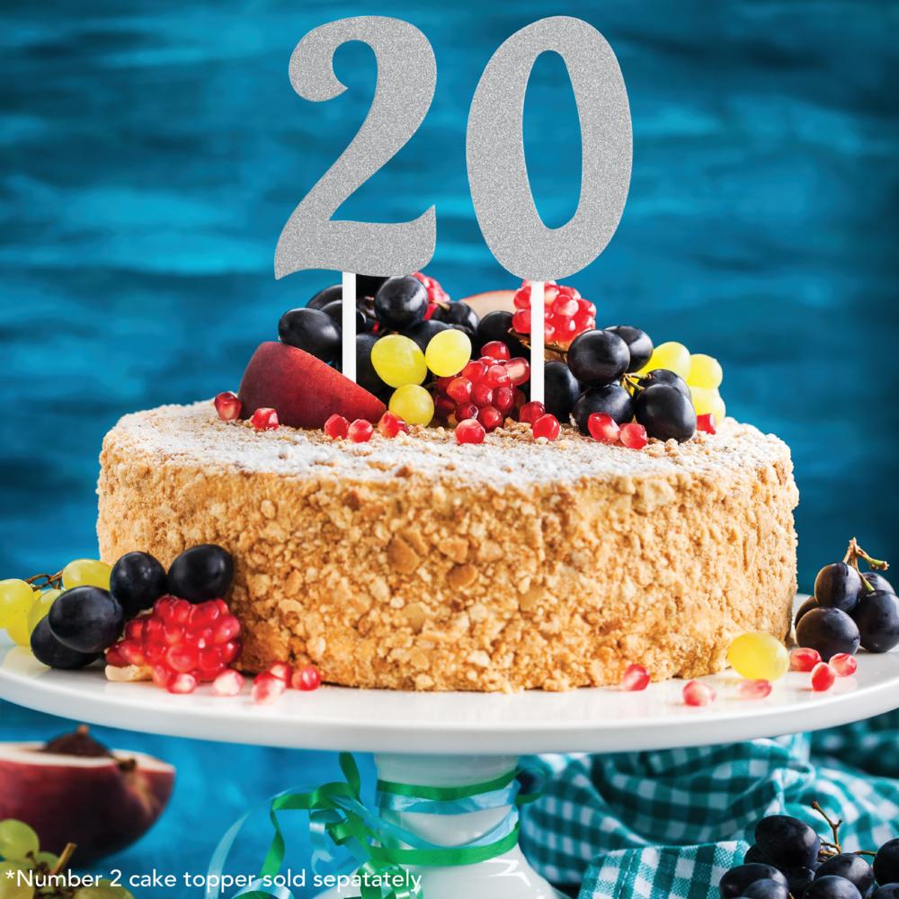 Silver Glitter 0 Cake Topper - Any Occasion Decor Party Decoration