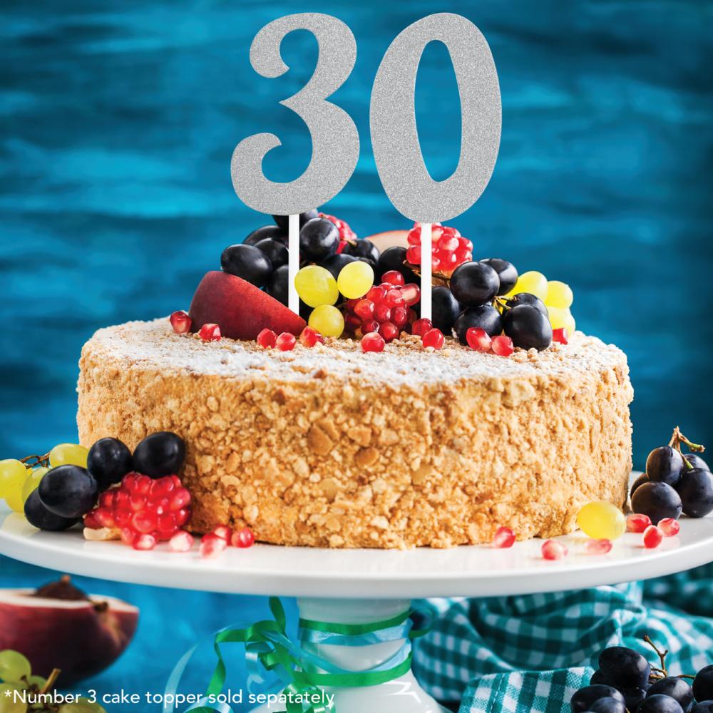 Silver Glitter 0 Cake Topper - Any Occasion Decor Party Decoration