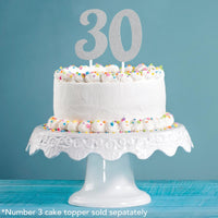 Silver Glitter 0 Cake Topper - Any Occasion Decor Party Decoration