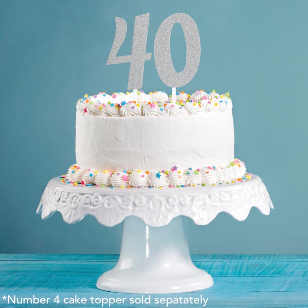 Silver Glitter 0 Cake Topper - Any Occasion Decor Party Decoration