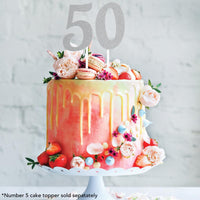 Silver Glitter 0 Cake Topper - Any Occasion Decor Party Decoration