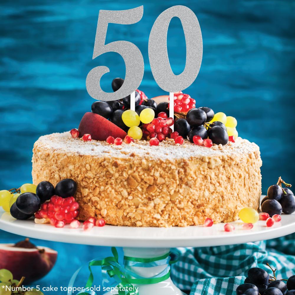 Silver Glitter 0 Cake Topper - Any Occasion Decor Party Decoration