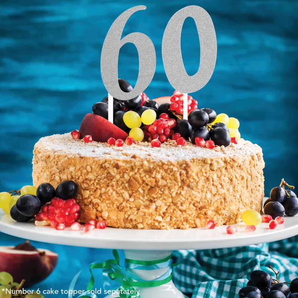 Silver Glitter 0 Cake Topper - Any Occasion Decor Party Decoration