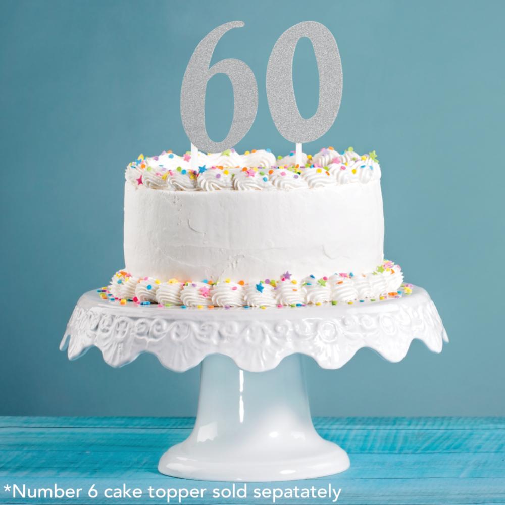 Silver Glitter 0 Cake Topper - Any Occasion Decor Party Decoration