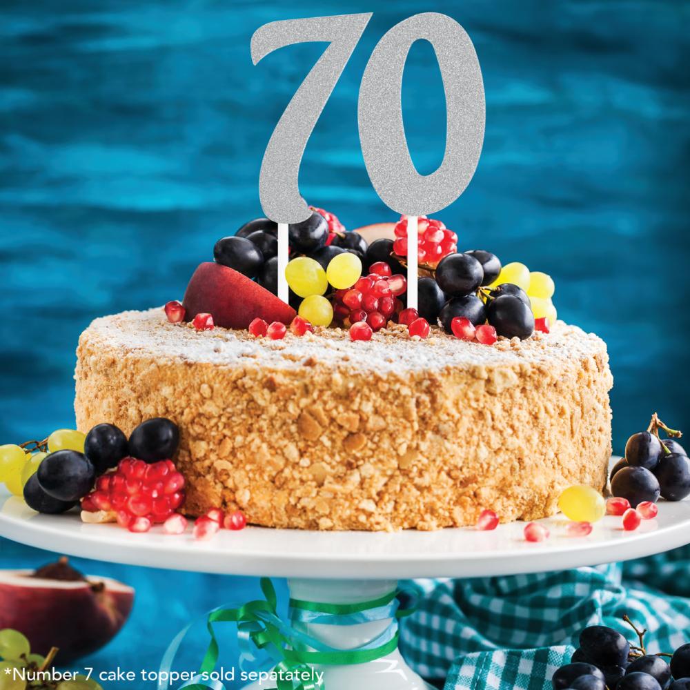 Silver Glitter 0 Cake Topper - Any Occasion Decor Party Decoration