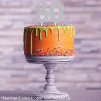 Silver Glitter 0 Cake Topper - Any Occasion Decor Party Decoration