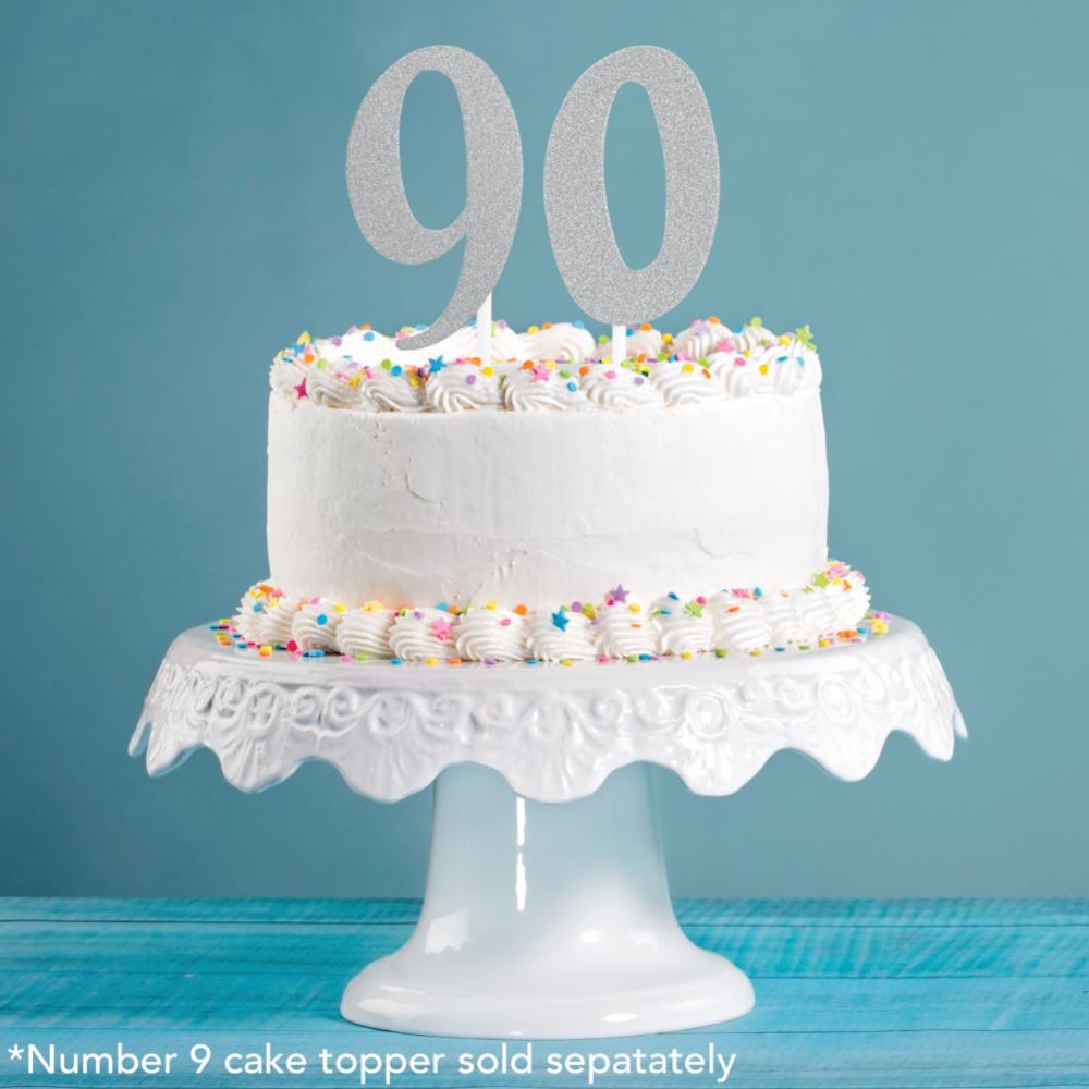 Silver Glitter 0 Cake Topper - Any Occasion Decor Party Decoration