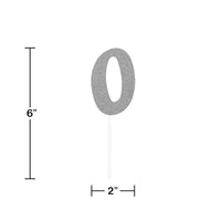 Silver Glitter 0 Cake Topper - Any Occasion Decor Party Decoration