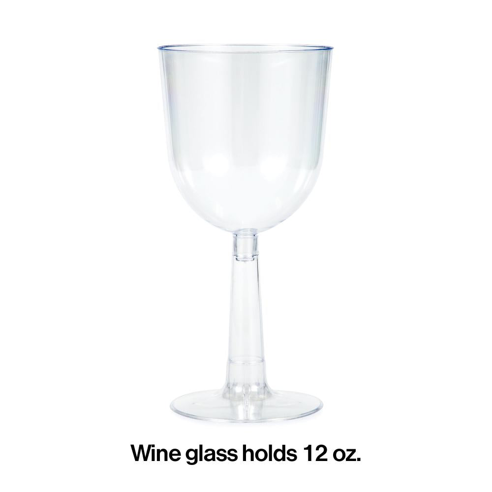 48ct Bulk 12 oz Plastic Wine Glasses