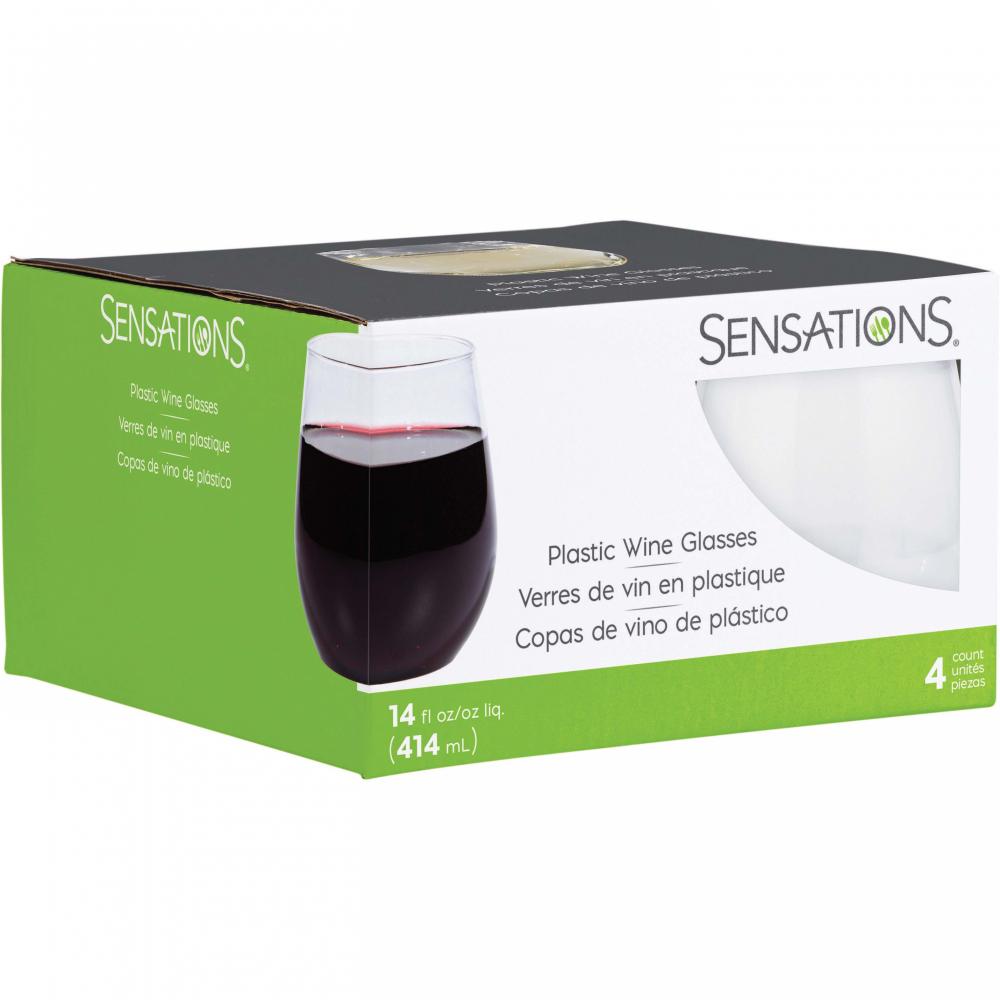 24ct Bulk 14 oz Plastic Stemless Wine Glasses