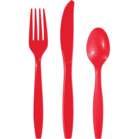 Bulk 288 pc Classic Red Assorted Cutlery  - Solid Color Party Tableware by Creative Converting