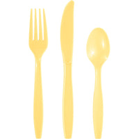 Bulk 288 pc Soft Yellow Assorted Cutlery  - Solid Color Party Tableware by Creative Converting