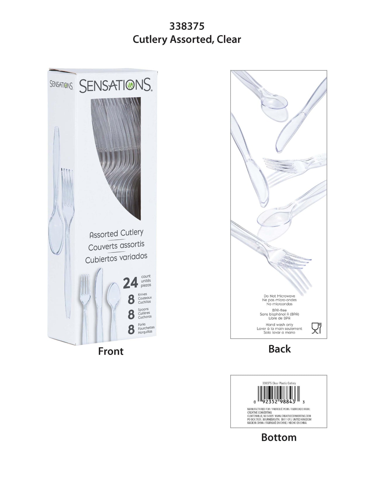 288ct Bulk Clear Assorted Cutlery