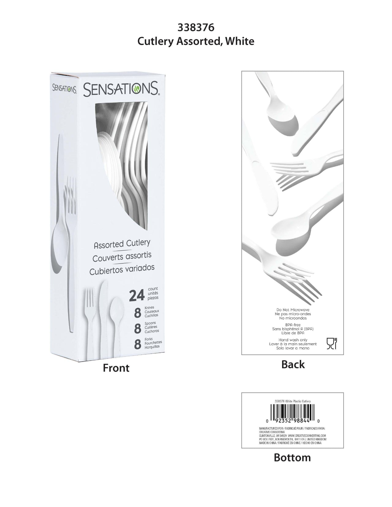 288ct Bulk White Assorted Cutlery