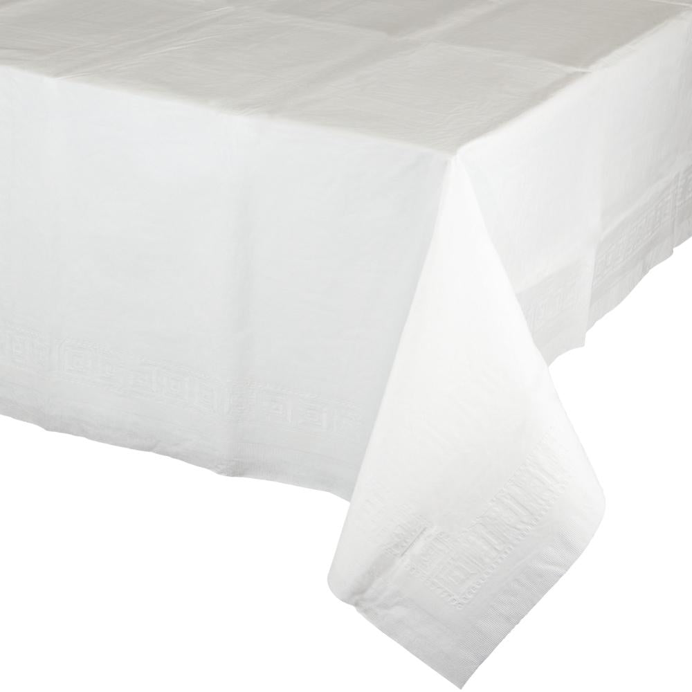 Bulk 6 pc White Tablecover, 54X108" Paper/Poly - Solid Color Party Tableware by Creative Converting