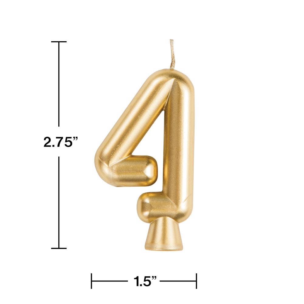 12ct Bulk Gold Number 4 Candles