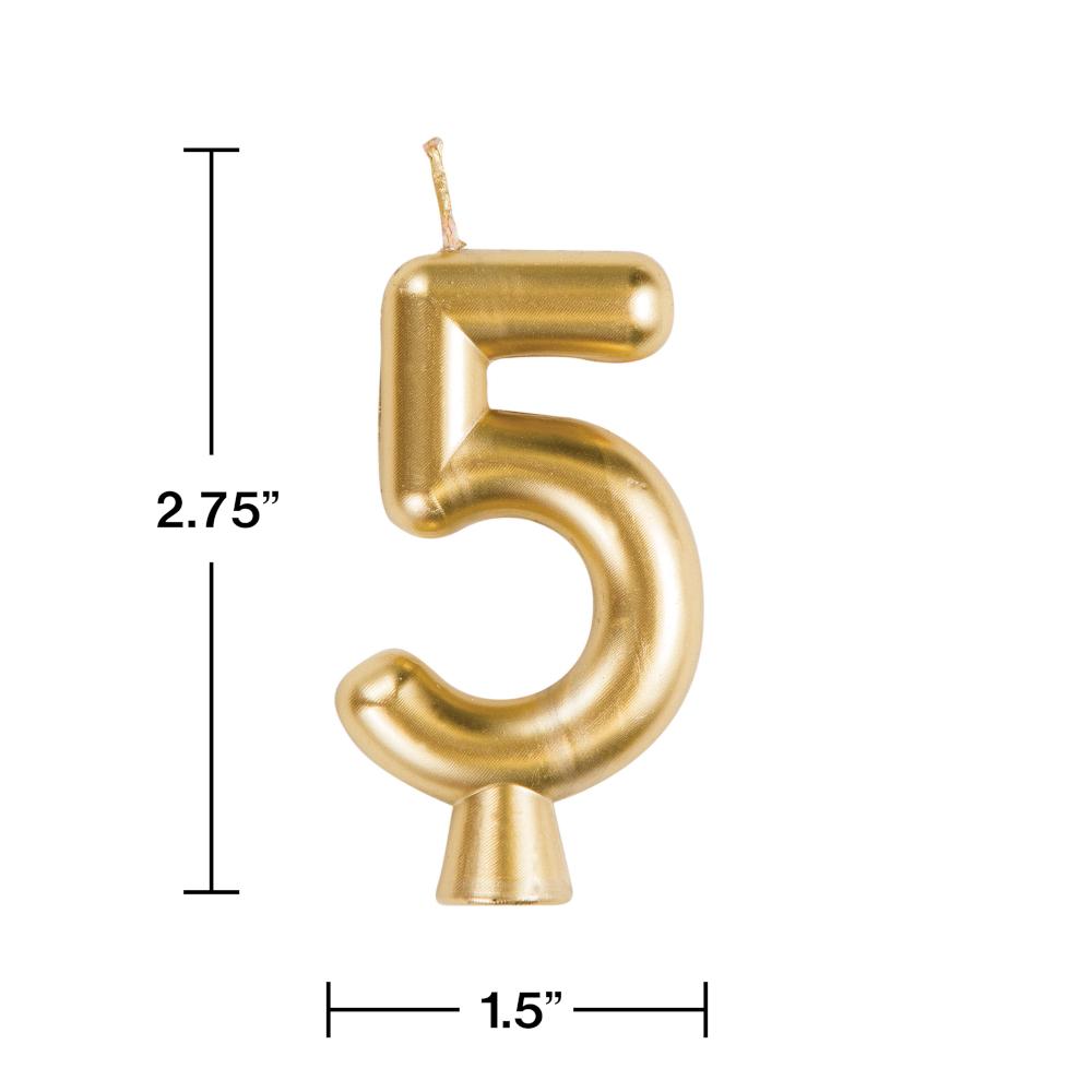 12ct Bulk Gold Number 5 Candles