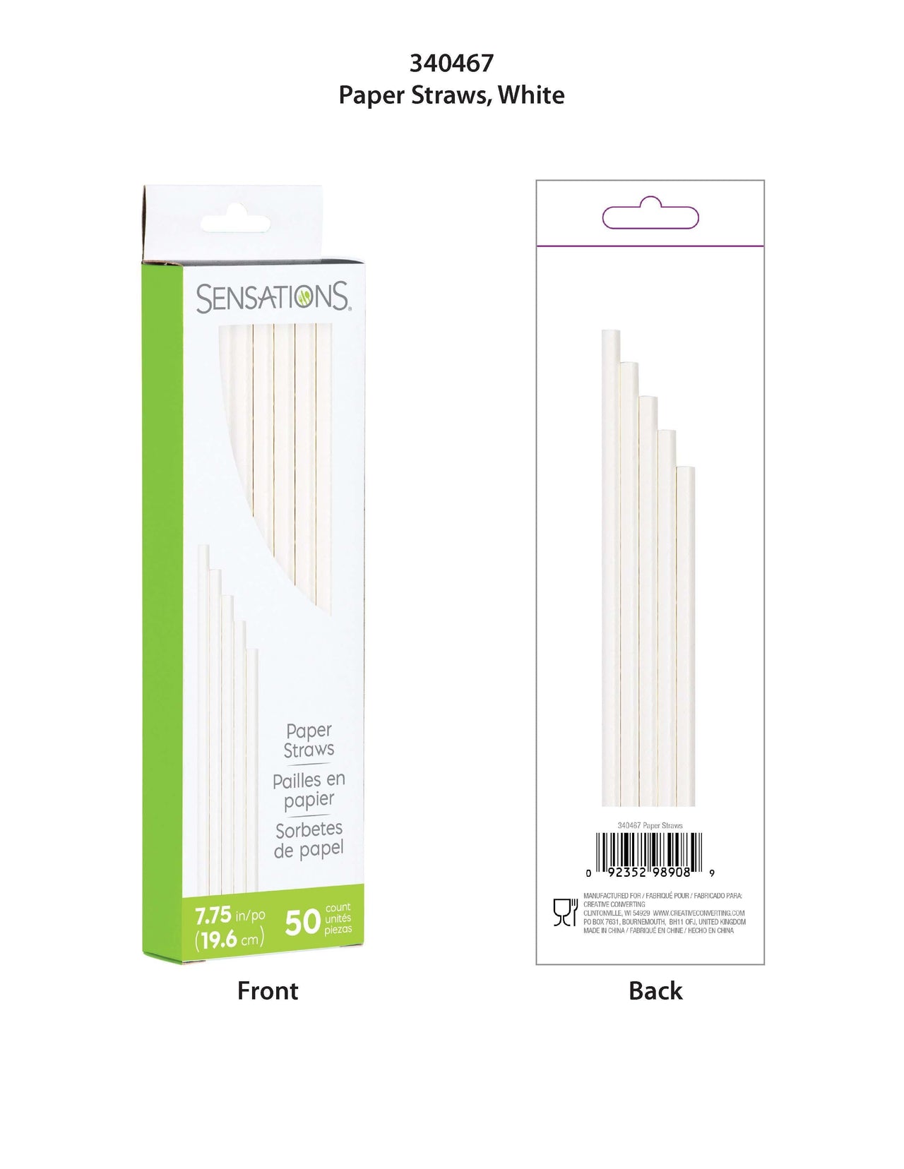 600ct Bulk White 7.75" Paper Straws