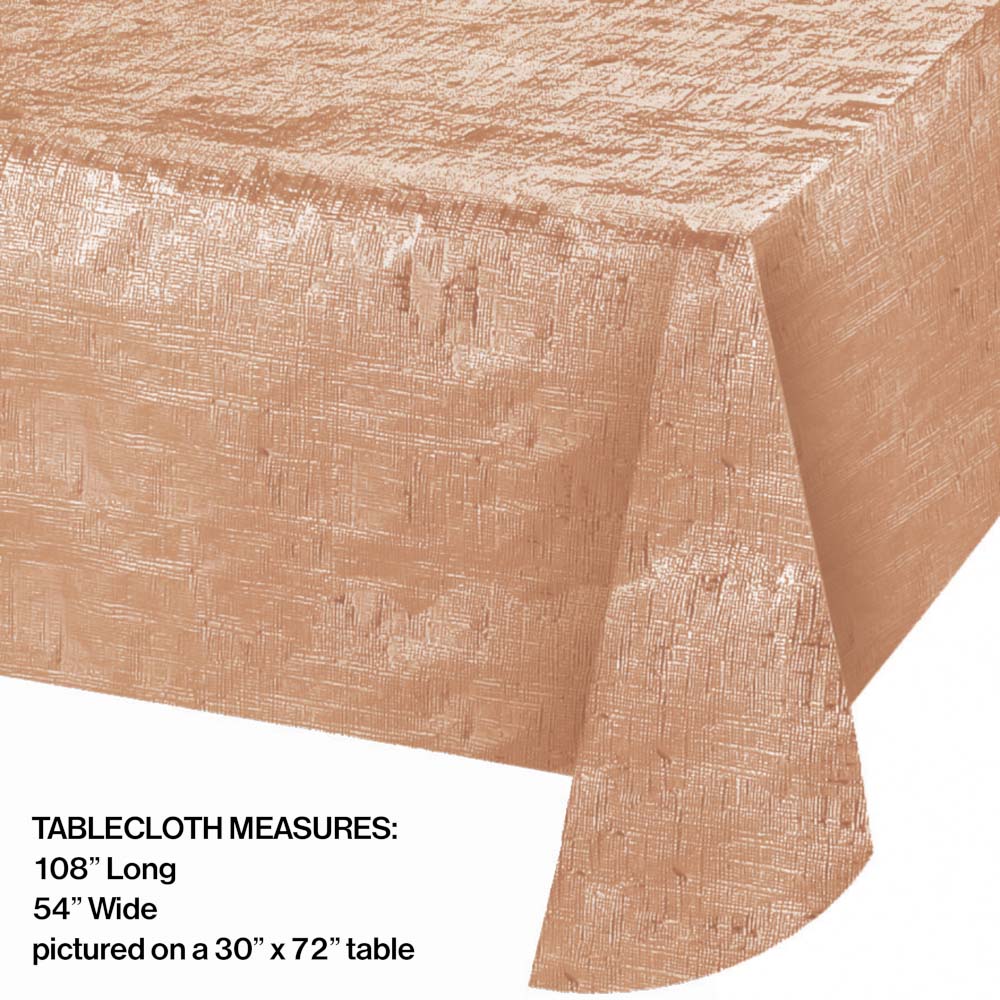 Bulk Metallic Rose Gold Tablecover 54"x108" (12 per Case)