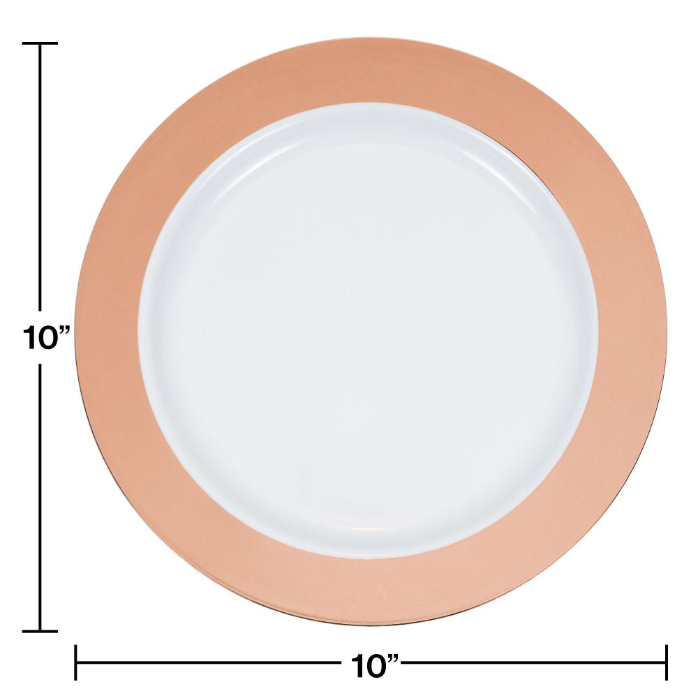120ct Bulk Rose Gold Rim Plastic Banquet Plates
