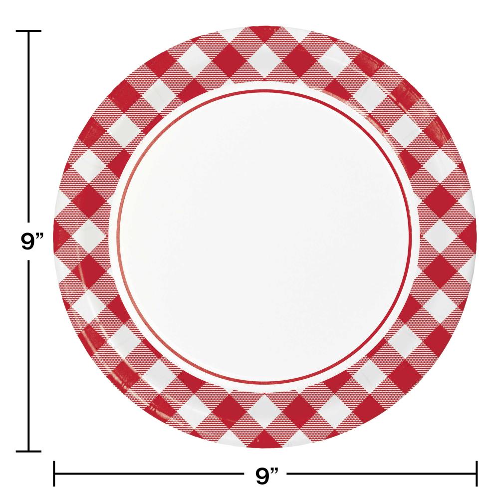 96ct Bulk Classic Gingham Dinner Plate