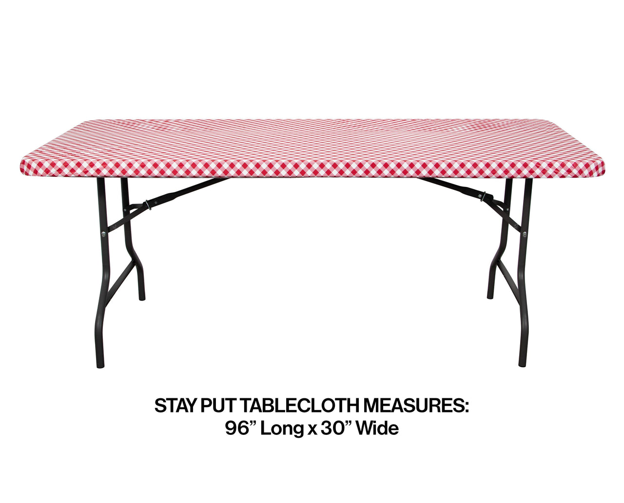12ct Bulk Red and White Gingham 30" x 96" Rectangular Stay Put Plastic tablecover