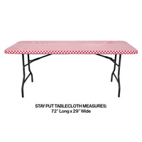 12ct Bulk Plastic Tablecover, Stay Put, 29X72, Gingham