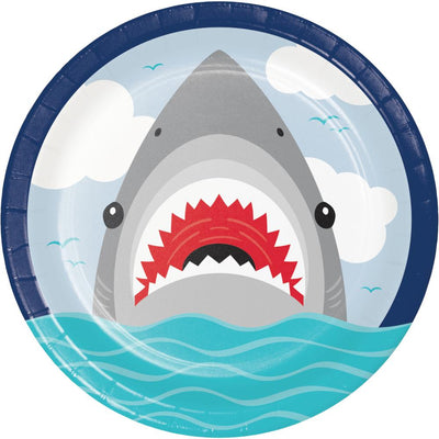 96 pc Bulk Shark Party Dinner Plates - Birthday Party Supplies by Creative Converting