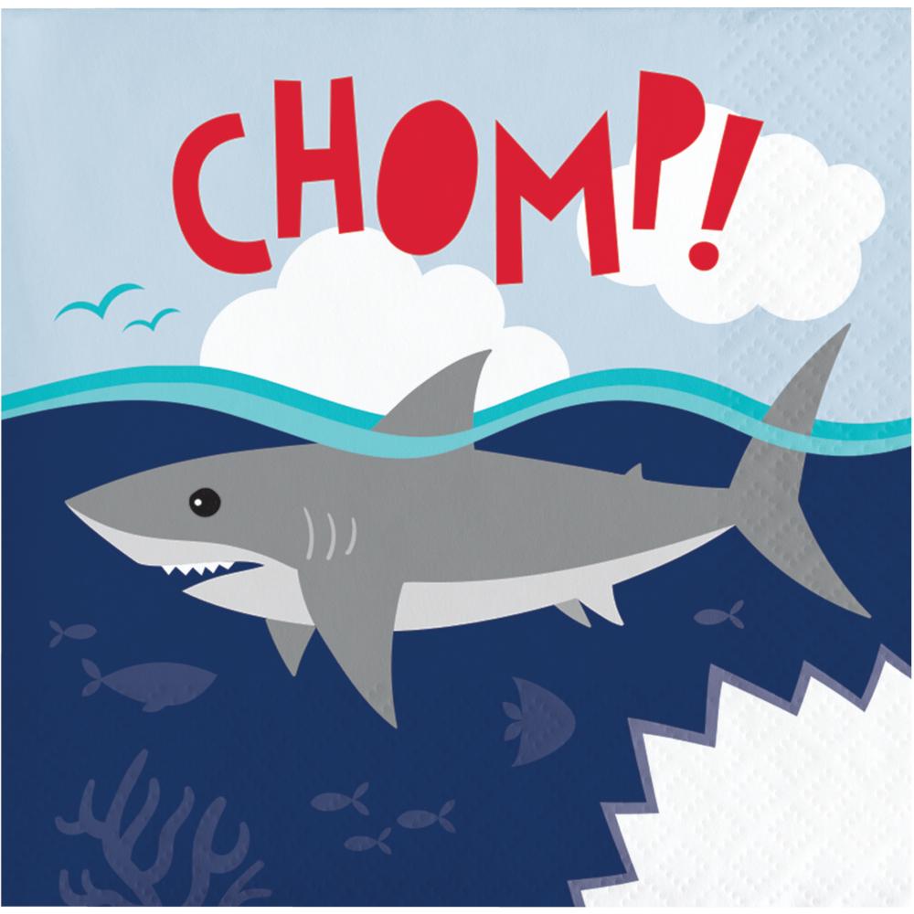 192 pc Bulk Shark Party Chomp Beverage Napkins - Birthday Party Supplies by Creative Converting